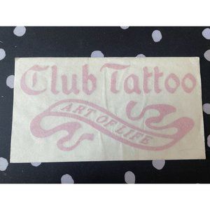 Club Tattoo Vinyl transfer sticker for car window water bottle etc. pink